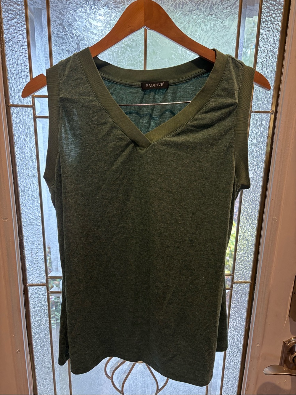 Olive V-Neck Sleeveless Tank Top